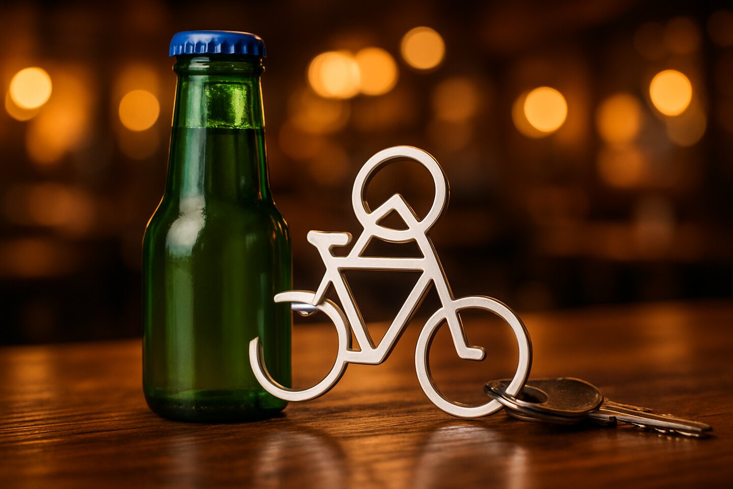 Flesopener in de vorm van een fiets